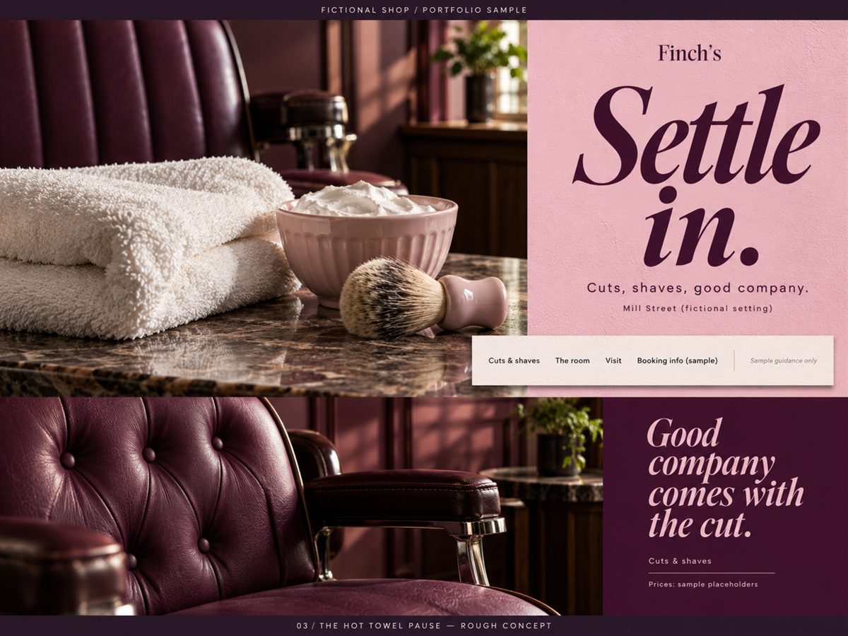 Burgundy hot towel barber homepage
